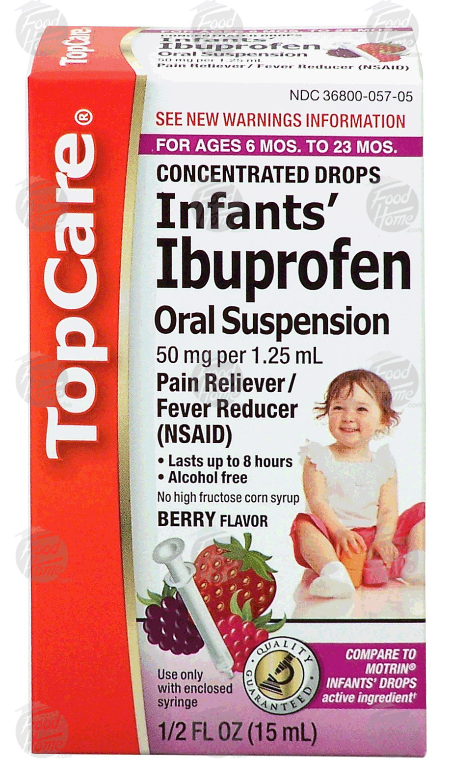 Top Care Infants' ibuprofen, oral suspension, berry flavor, alcohol free, concentrated drops, 6-23 months Full-Size Picture